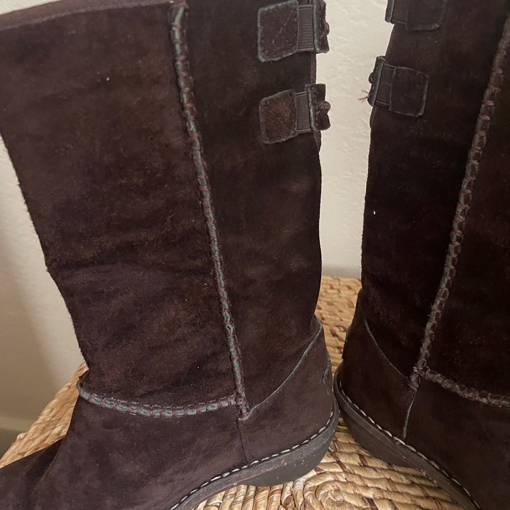 UGG AUSTRALIA 219495 dark brown suede sheepskin mid calf winter boots size 7 - Picture 7 of 14